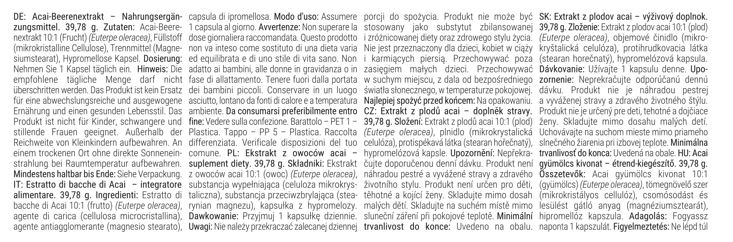 GymBeam Estratto Bacche di Acai 10:1 Capsule Vegane Antiossidante