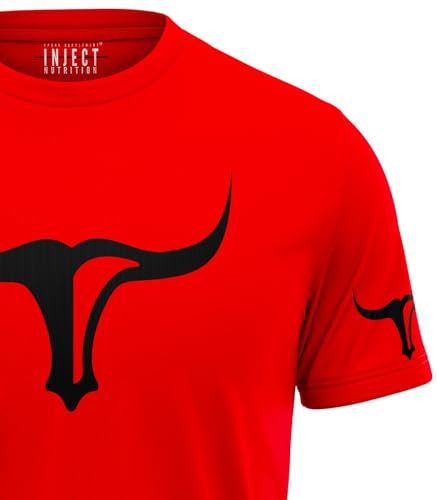 Inject Nutrition T-Shirt Sportiva Maglietta Rossa Cotone 100% 155g
