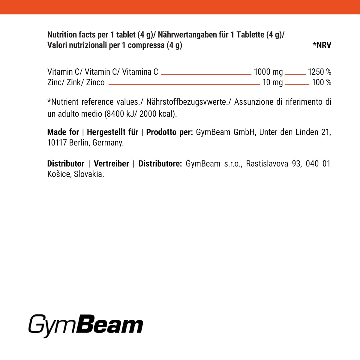 GymBeam Vitamina C Zinco effervescente immunità