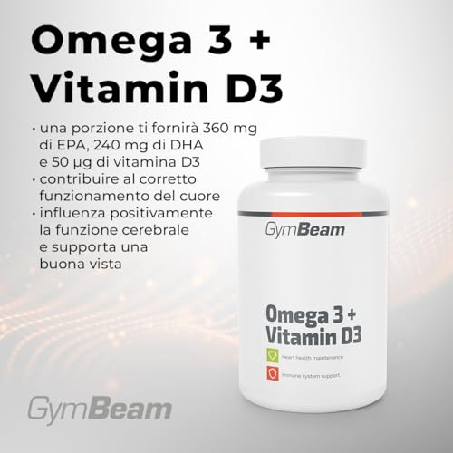 GymBeam Grassi Sani Omega 3 D3 90 capsule EPA DHA cuore