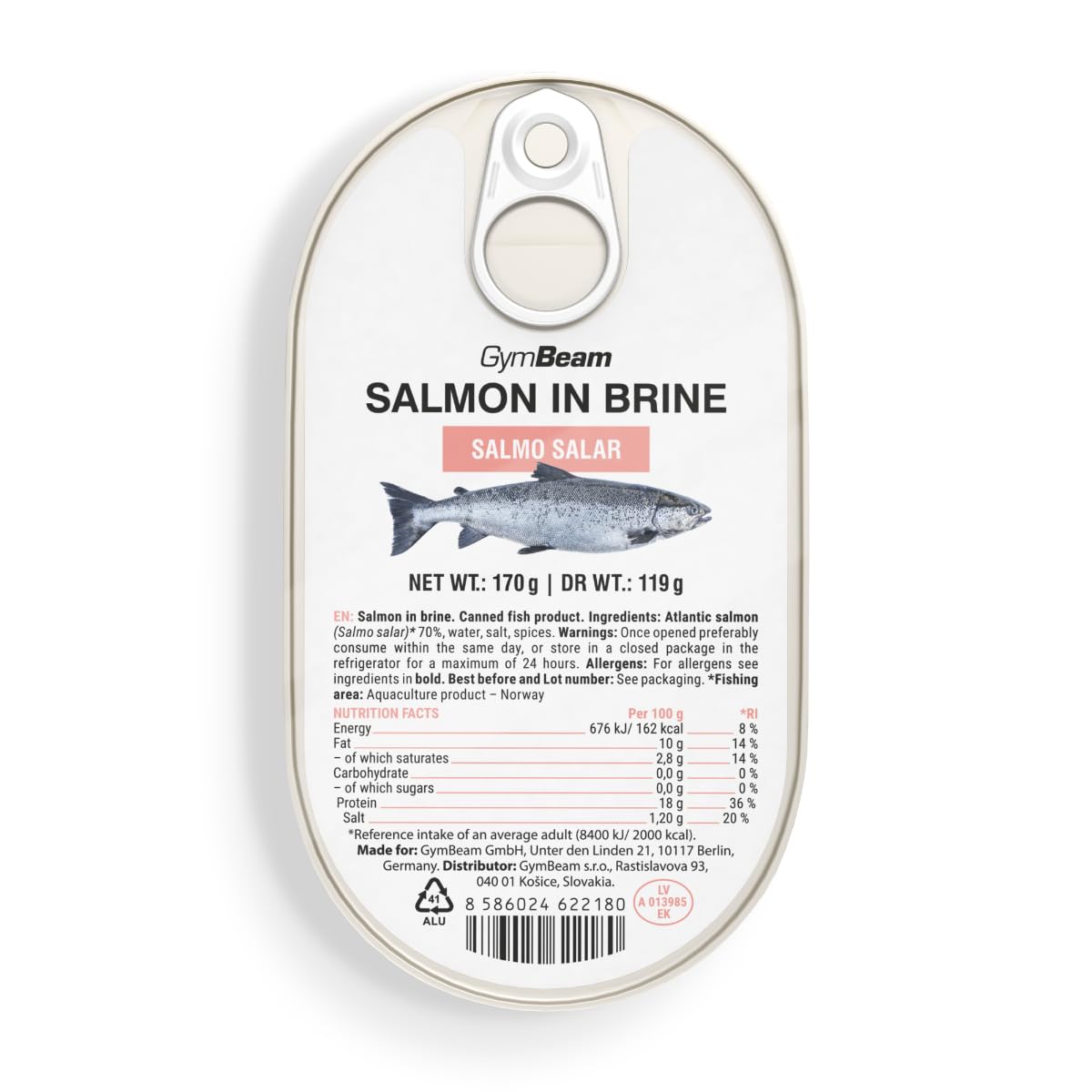GymBeam Salmone in Salamoia Norvegese 170 g Proteico Omega 3