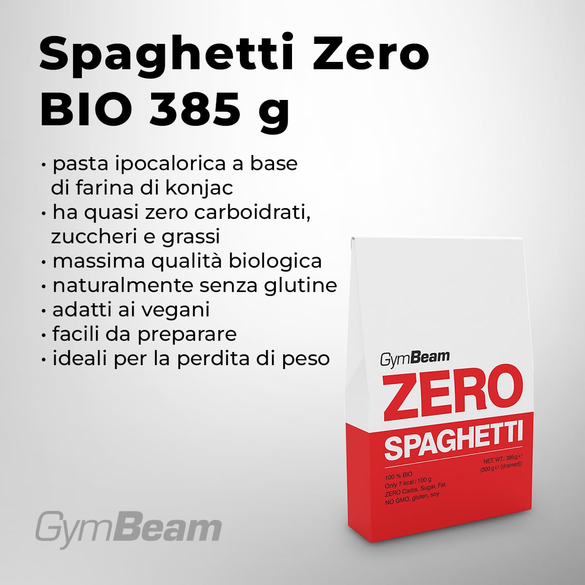 GymBeam Spaghetti Zero BIO Pasta Konjac 10x385g Senza Glutine