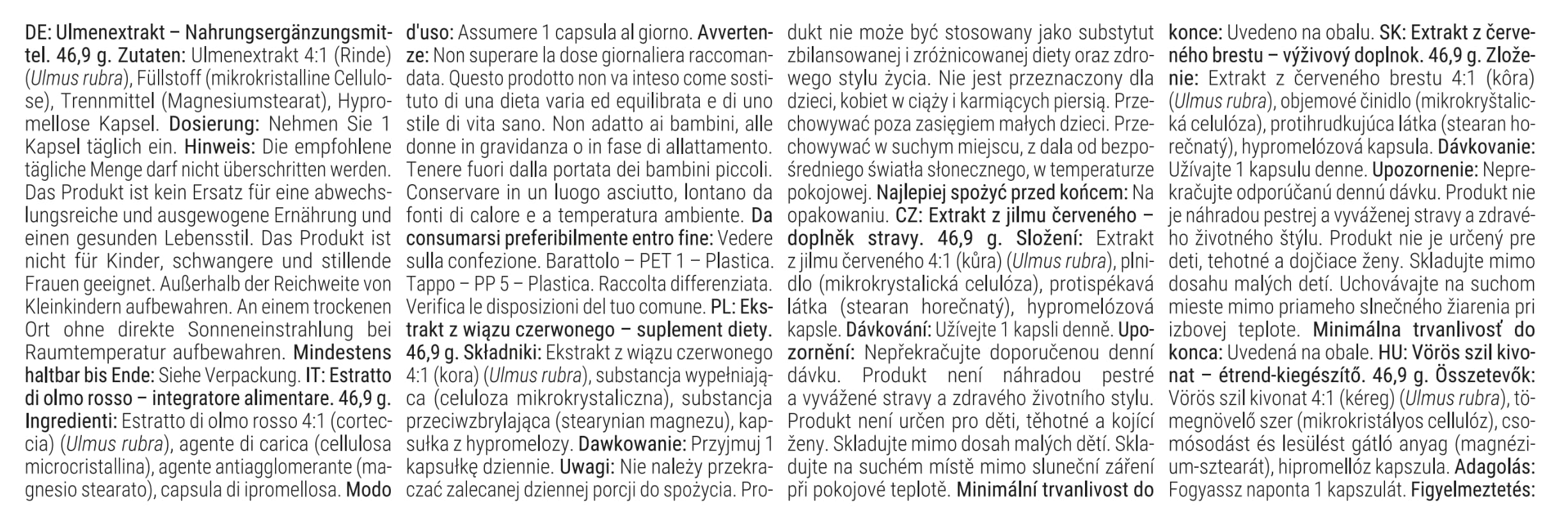 GymBeam Olmo Rosso 4:1 Integratore 60 Capsule Vegano Digestione
