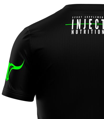 Inject Nutrition T-Shirt Torus maglietta cotone nero logo fluo 155 g/m²