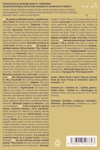 GymBeam Ginseng Siberiano Bio Polvere Vegana Energia