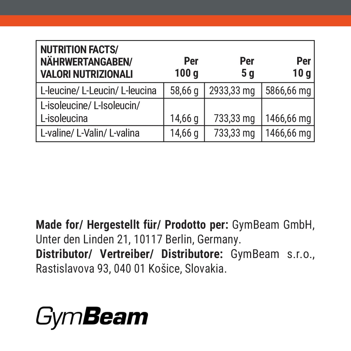 GymBeam BCAA 4:1:1 Polvere Kiwi 250 g