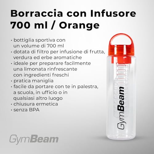 GymBeam Borraccia con Infusore 700 ml Trasparente
