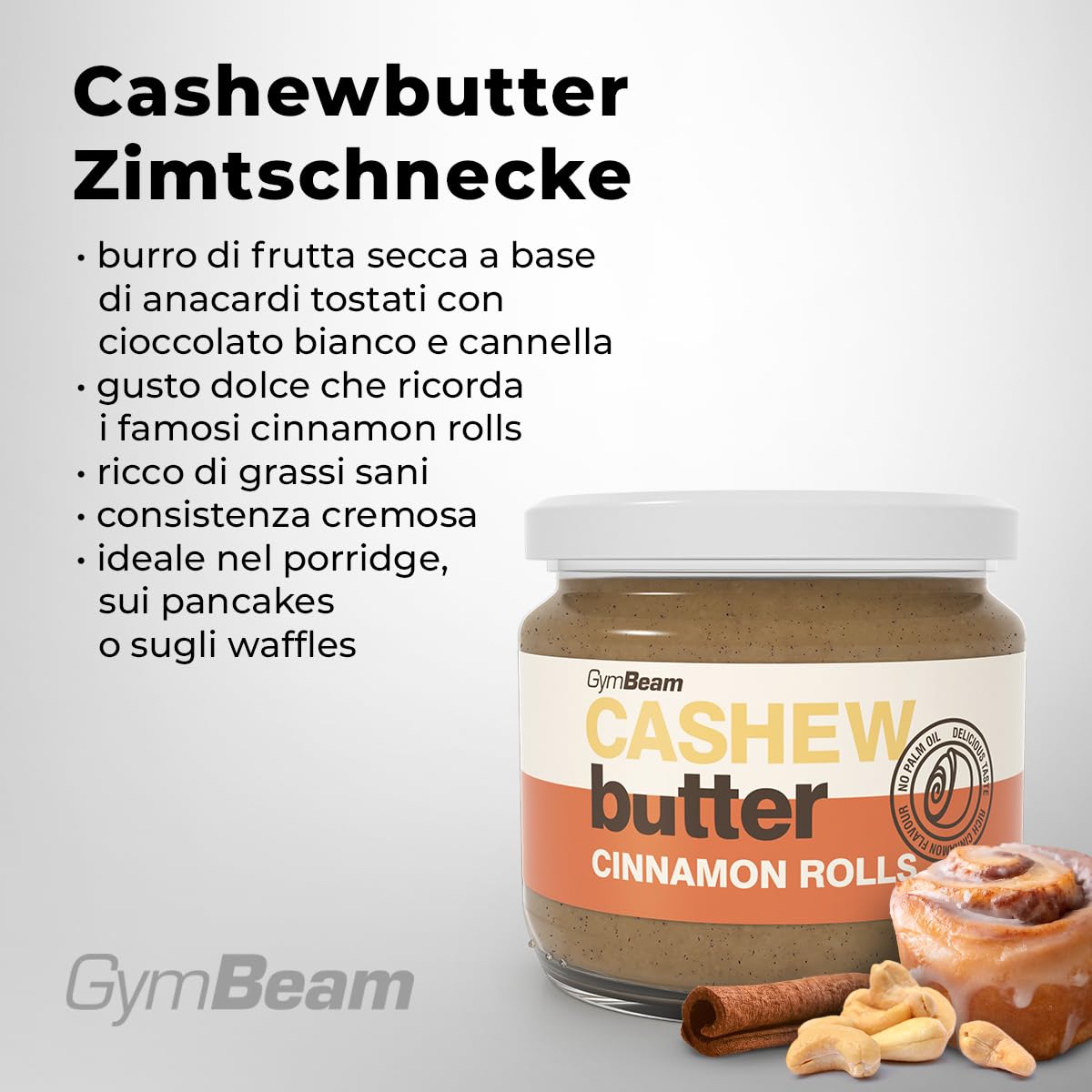 GymBeam Burro Anacardi Cinnamon Rolls 340g Cremoso