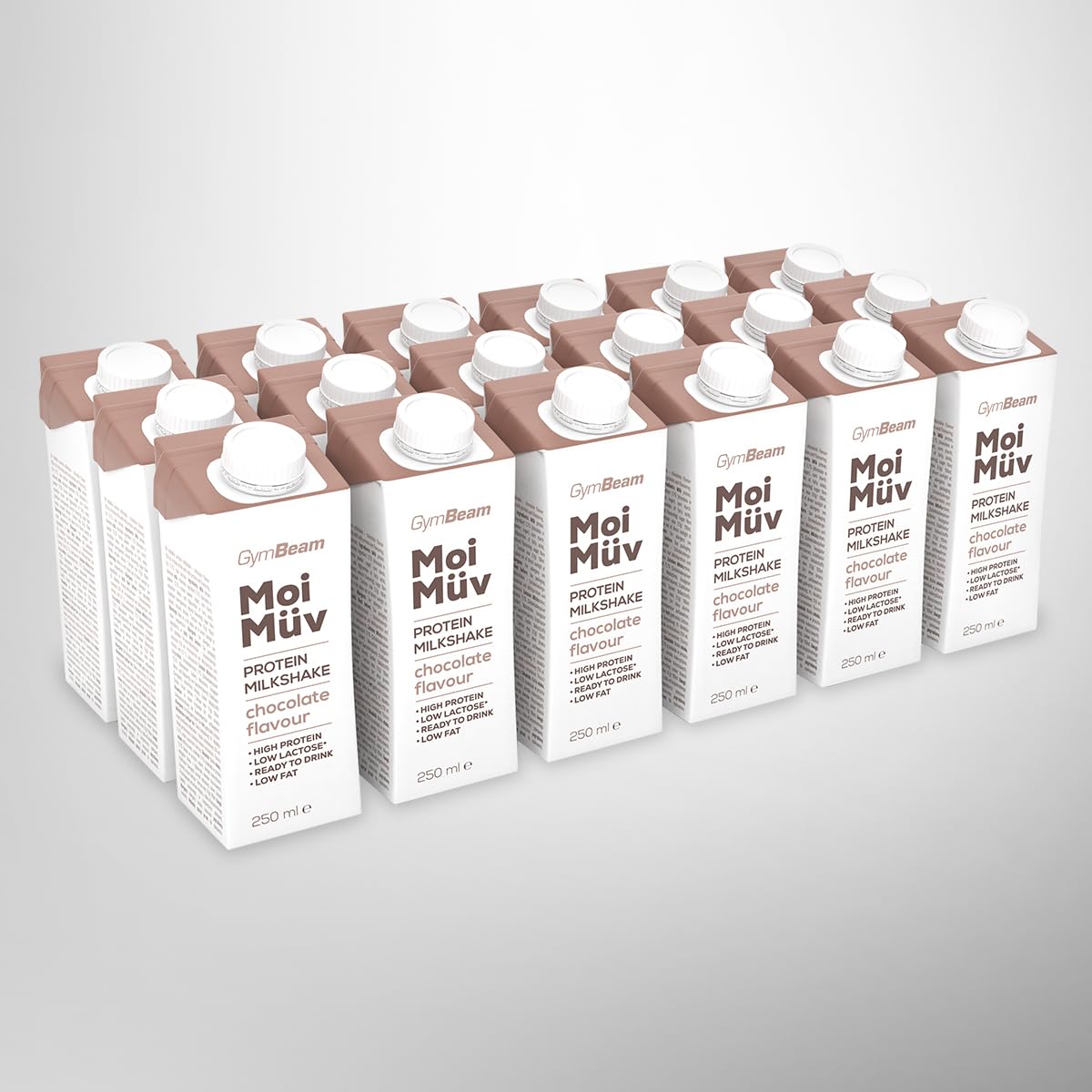 GymBeam MoiMüv milkshake proteico cioccolato 18x250 ml