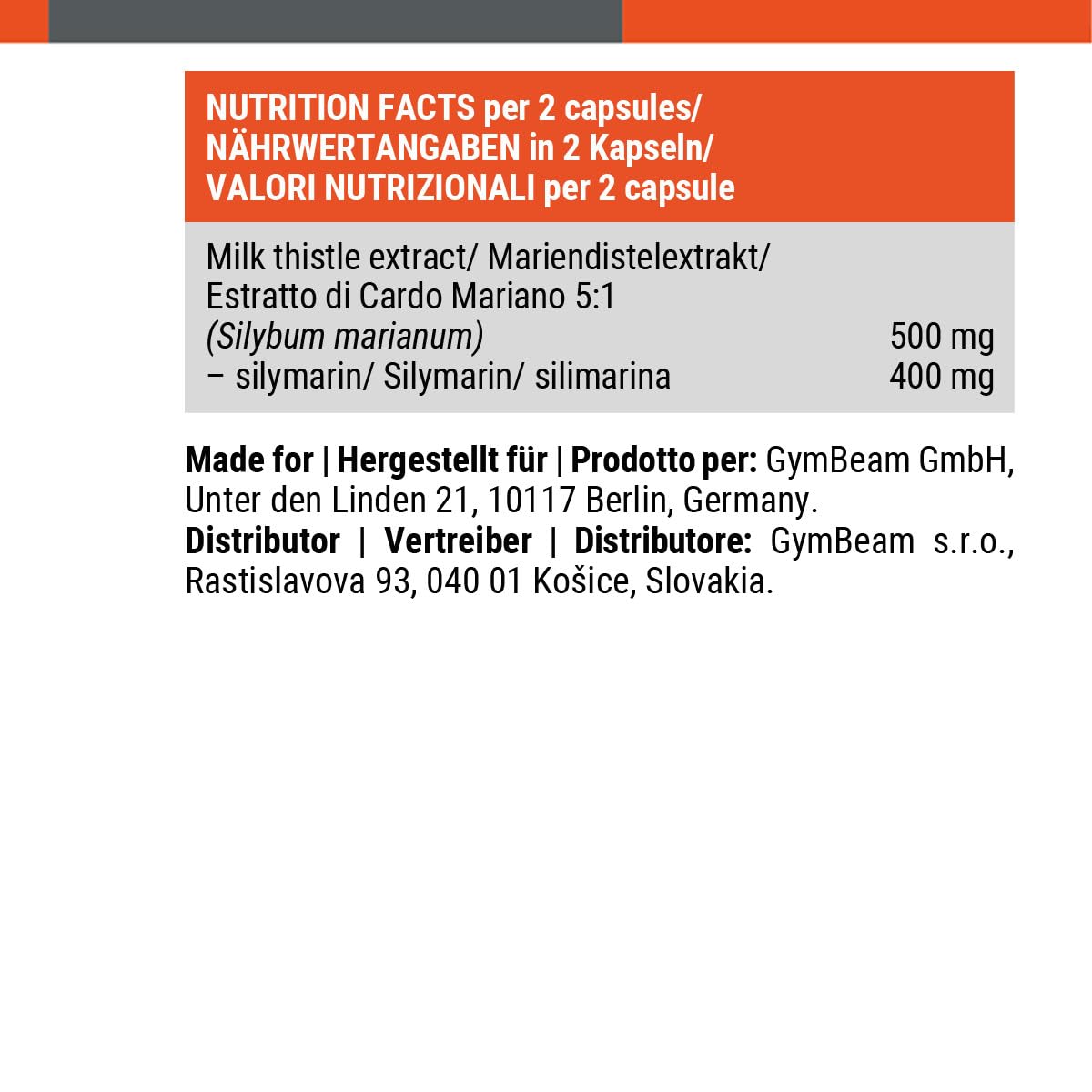 GymBeam Cardo Mariano capsule silimarina 80% per fegato