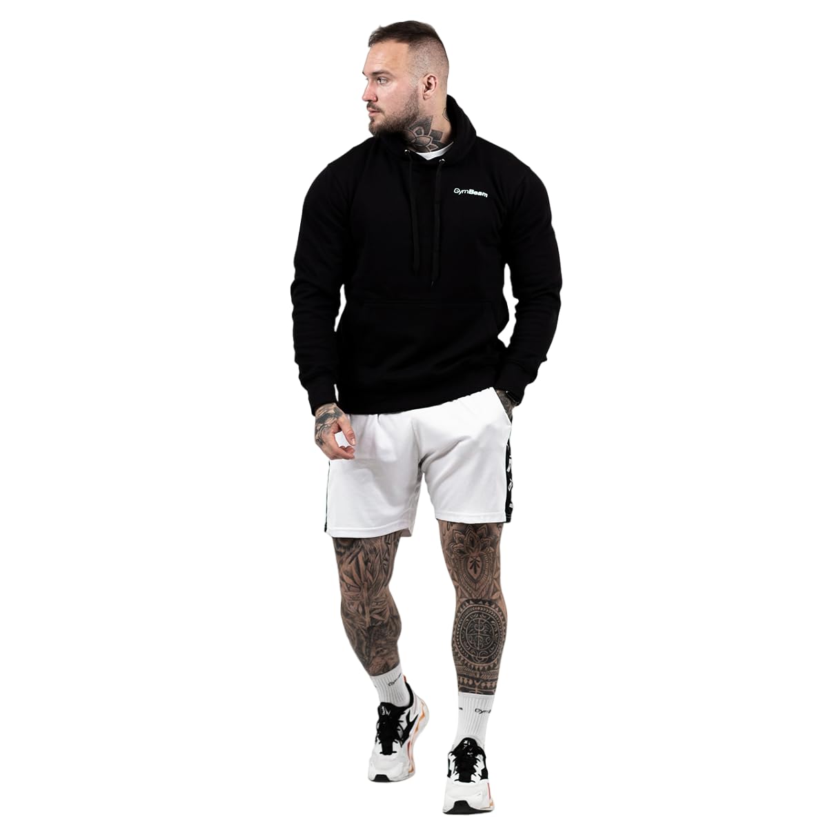 GymBeam Athlete Felpa Uomo cappuccio cotone nera