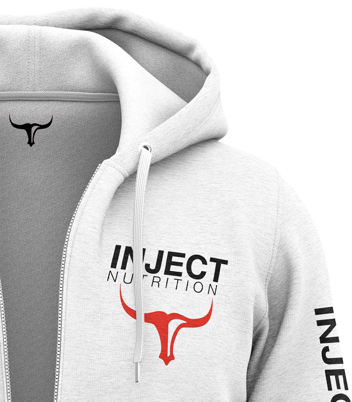 INJECT NUTRITION Felpe ZIP Felpa Cappuccio Zip Bianca Logo