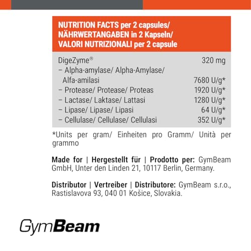 GymBeam DigeZyme Enzimi Digestivi Capsule 5 Enzimi