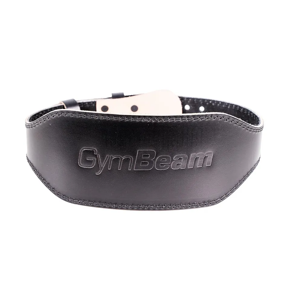 GymBeam Cintura Palestra Pelle powerlifting doppia fibbia nera