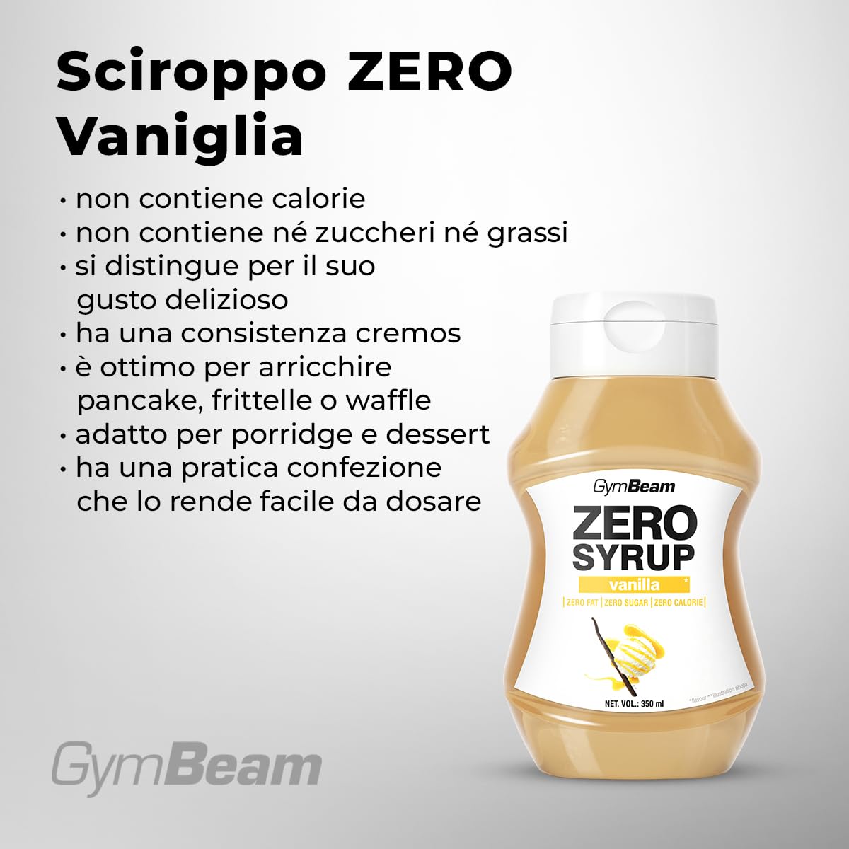 GymBeam Sciroppo ZERO vaniglia 350 ml senza zuccheri