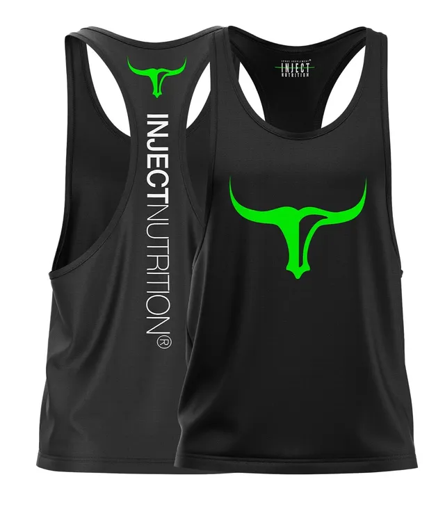 INJECT NUTRITION Black Tank Top Green Torus canotta nera unisex