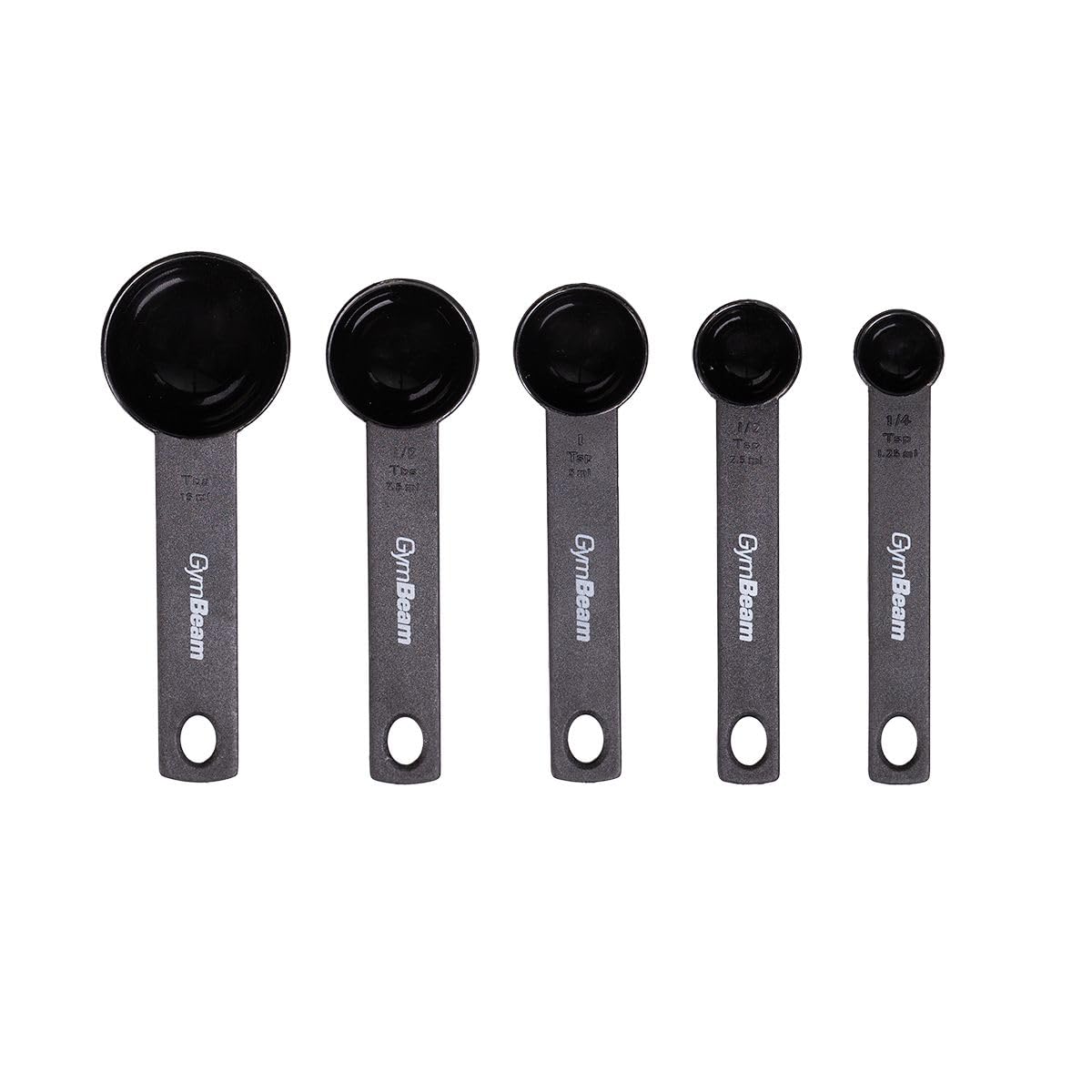 GymBeam Set Misurini Cucina 5 pezzi nero per polveri 15ml