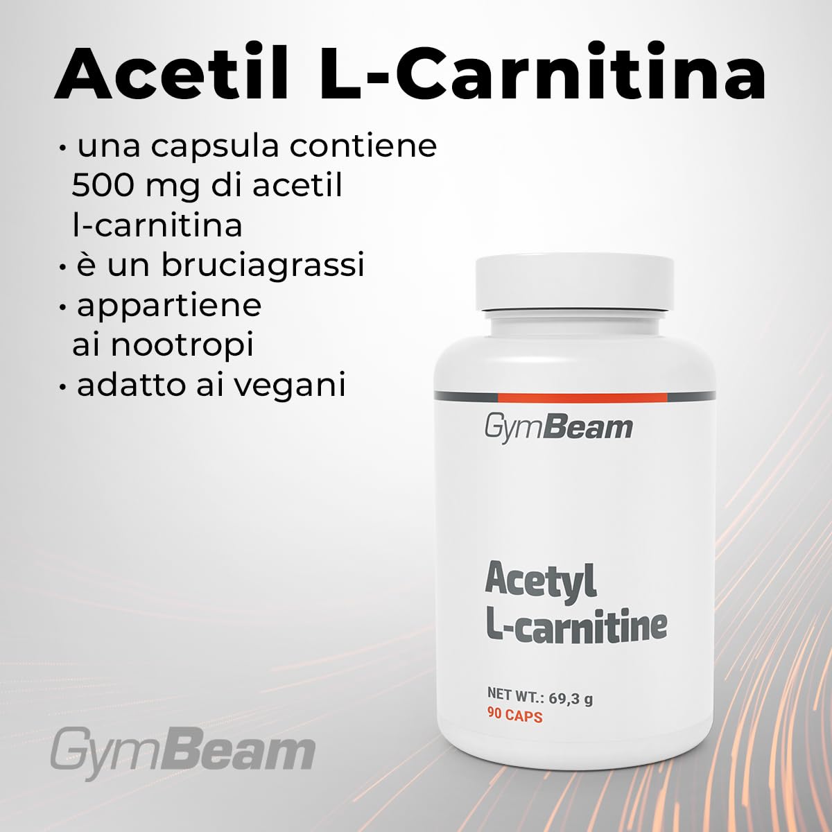 GymBeam Bruciagrassi Acetil L-Carnitina 500 mg Capsule Vegane