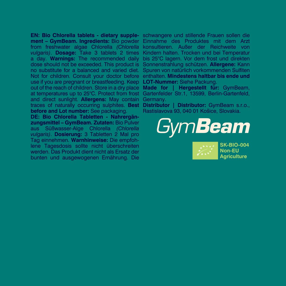 GymBeam Clorella Bio compresse Chlorella 500 tabs detox