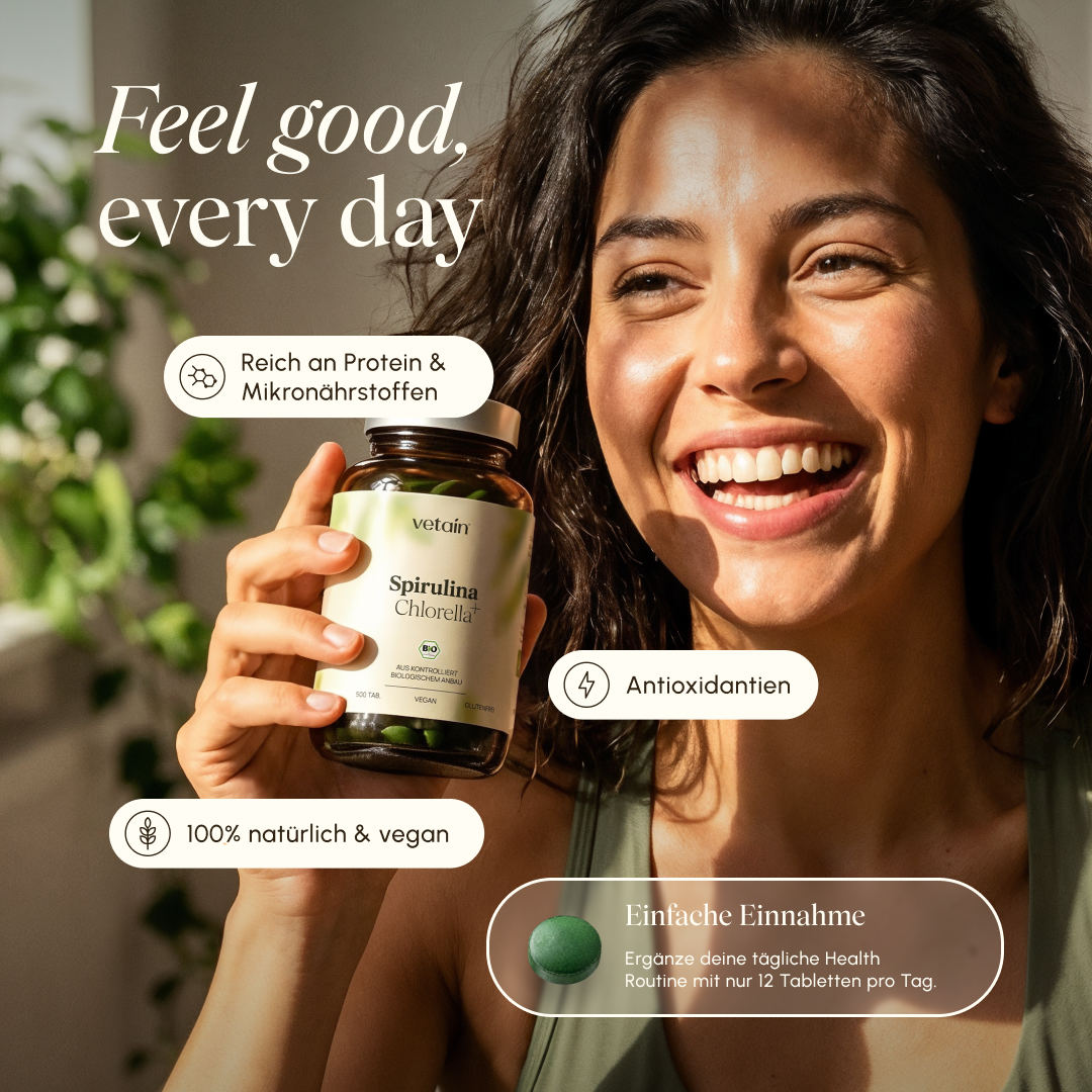 Vetain Spirulina Chlorella Bio 500 Compresse Alghe Vegan