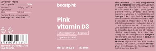 GymBeam Vitamine D3 Pink capsule 120pz 2000 UI ialuronico