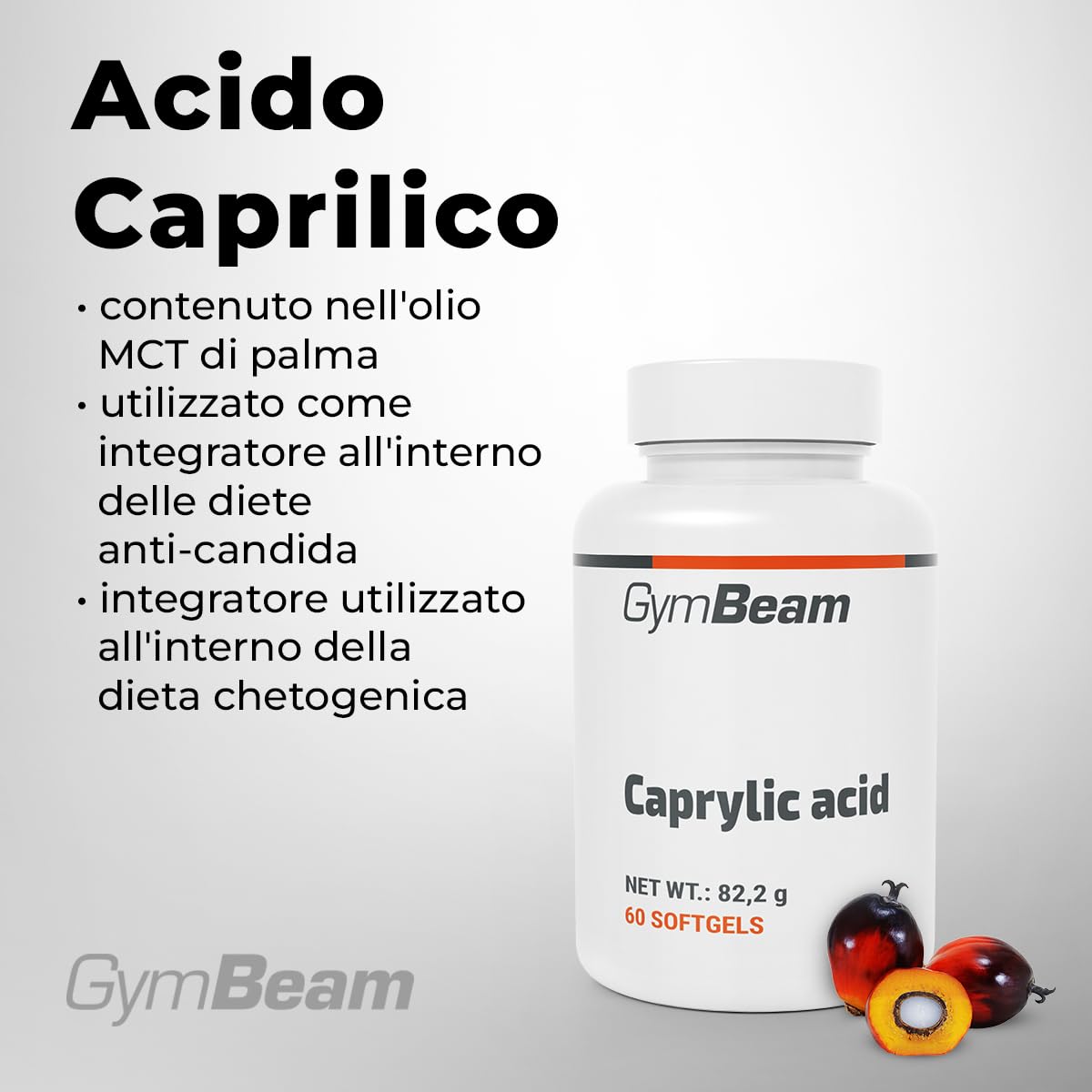 GymBeam Acido Caprilico integratore 60 softgel 1200 mg keto