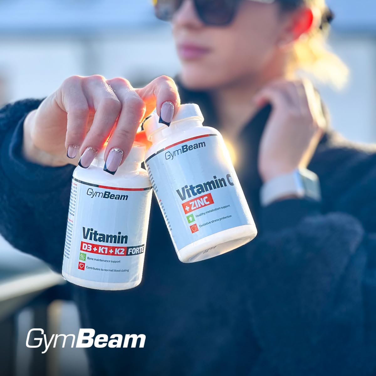 GymBeam Vitamina D3+K1+K2 2200 UI 60 Capsule Ossa