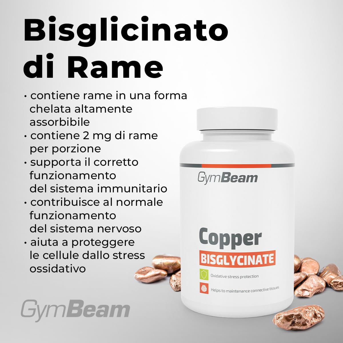 GymBeam Bisglicinato di Rame 1mg 120 Capsule Integratore