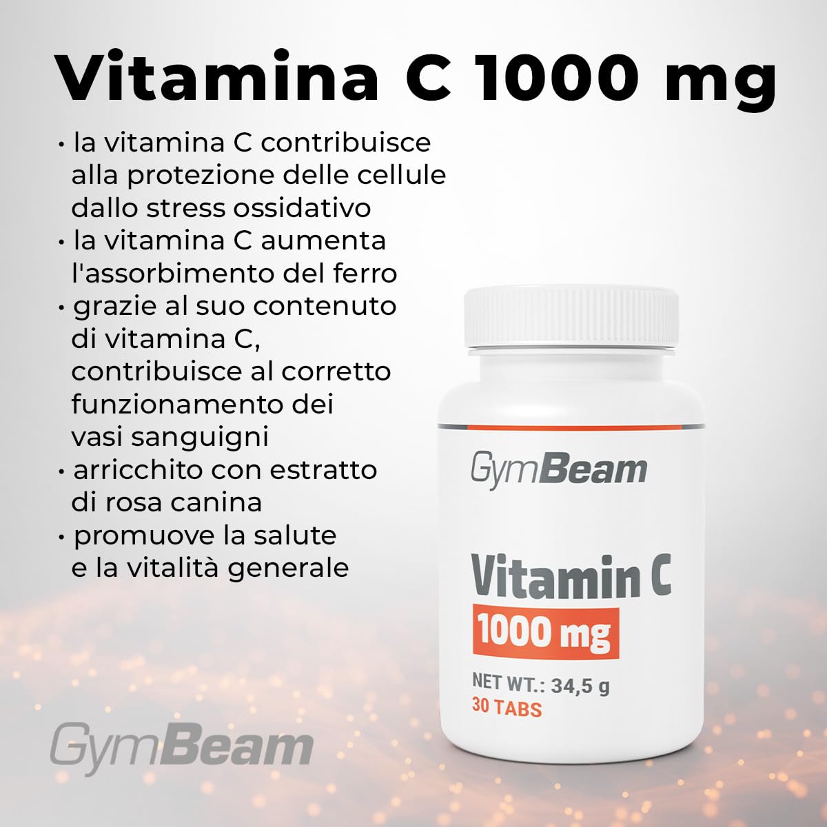 GymBeam Vitamine C 1000mg 30 cpr acido ascorbico immunità