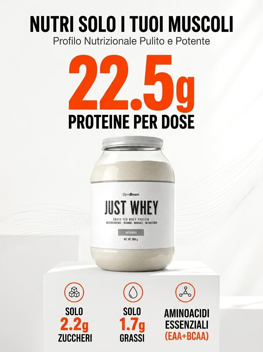 GymBeam Proteine Just Whey 1000 g Caramello Salato 22,4 g