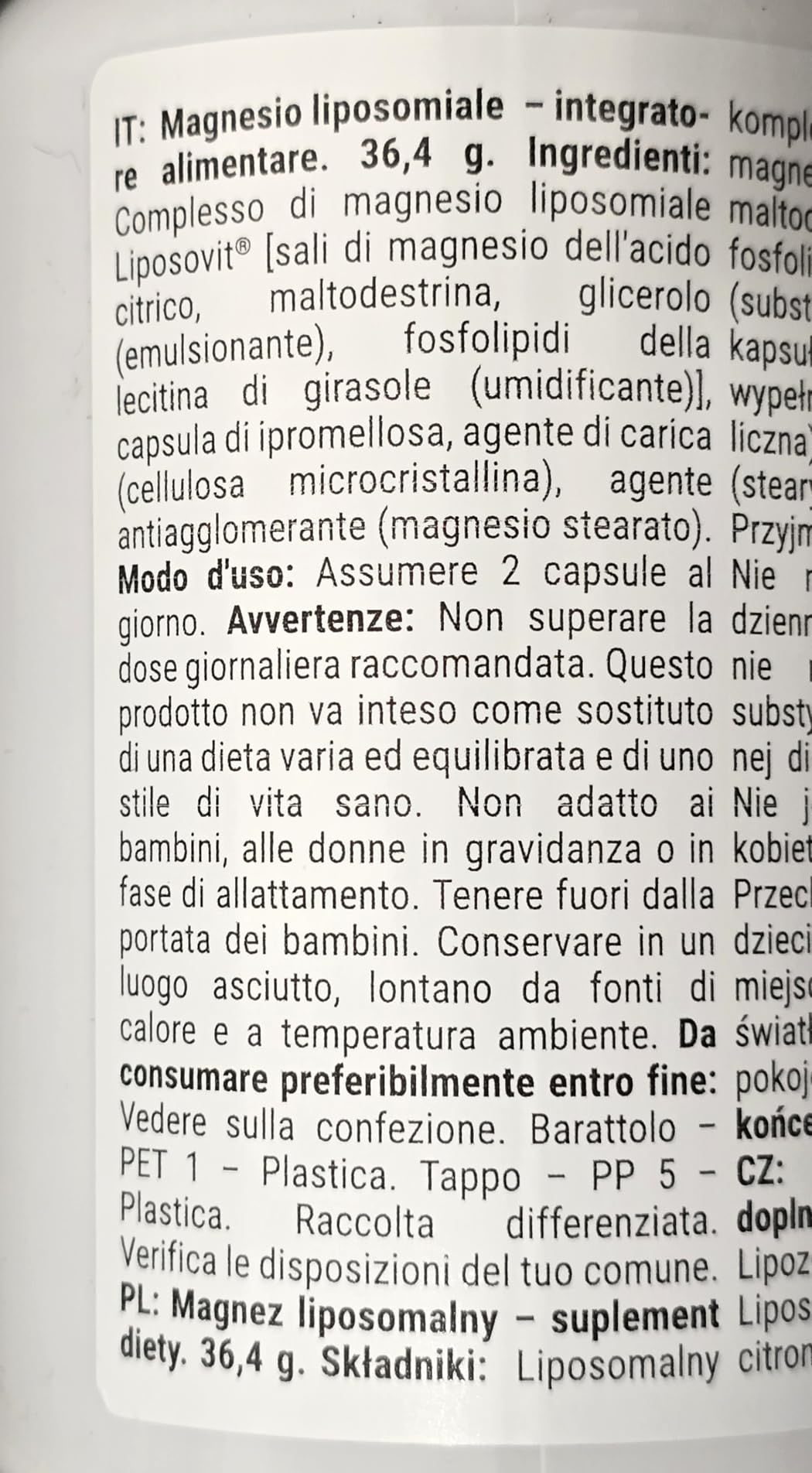 GymBeam Magnesio Liposomiale Capsule LipoCellTech 95% Assorbimento