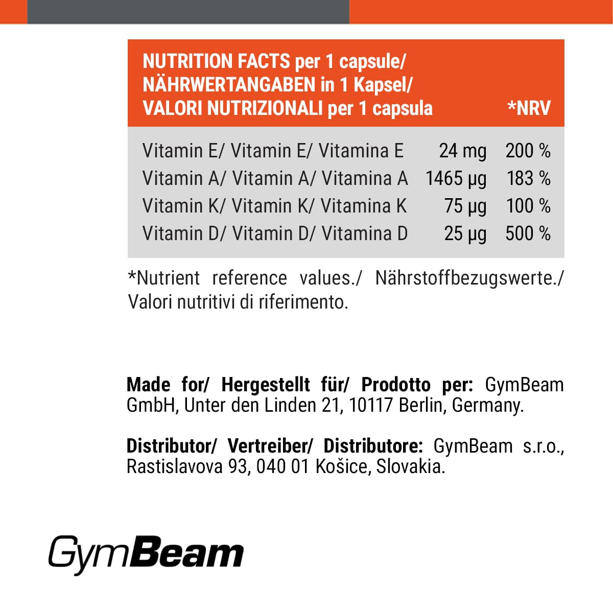 GymBeam Vitamine ADEK 90 Capsule Liposolubili A D E K