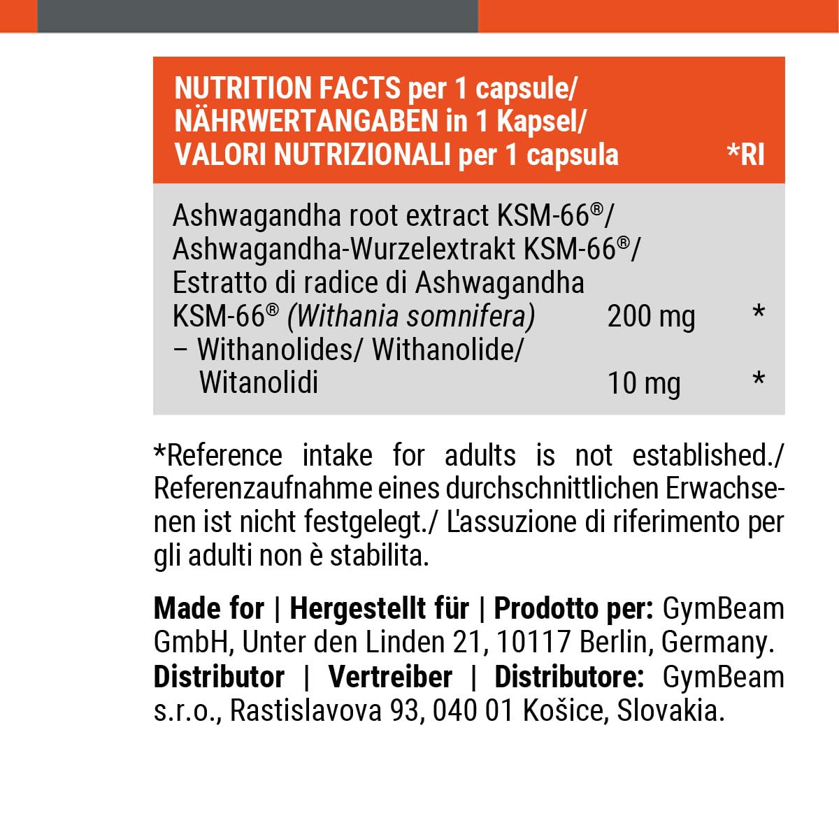 GymBeam Ashwagandha KSM-66 Capsule 90 cps 500 mg