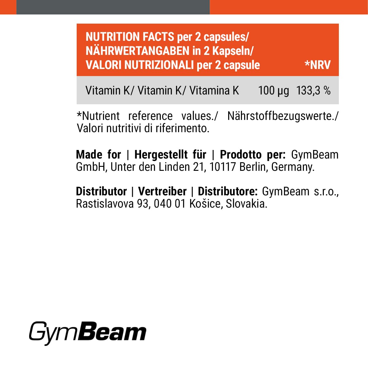 GymBeam Vitamine Vitamina K2 MK-7 capsule vegane ossa