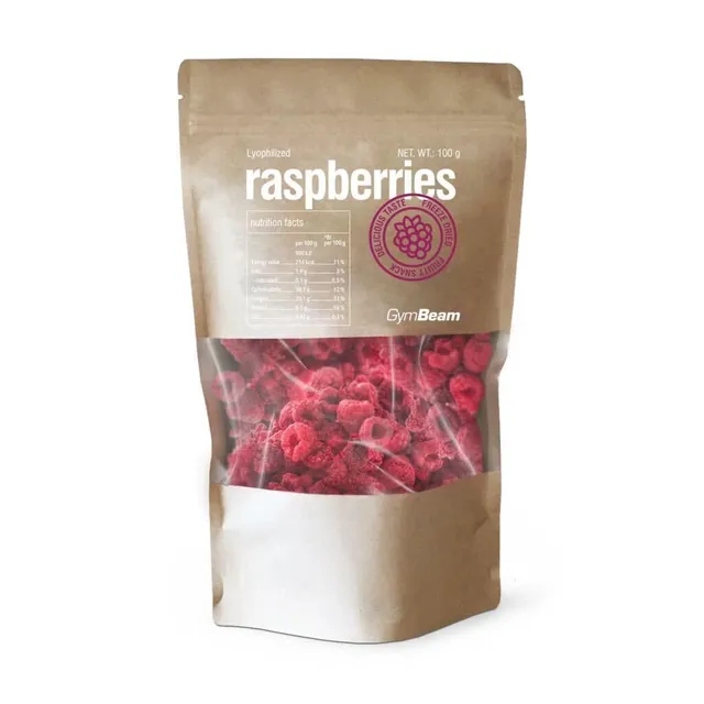 GymBeam Lamponi Liofilizzati Frutta Liofilizzata 100 g Senza Zuccheri