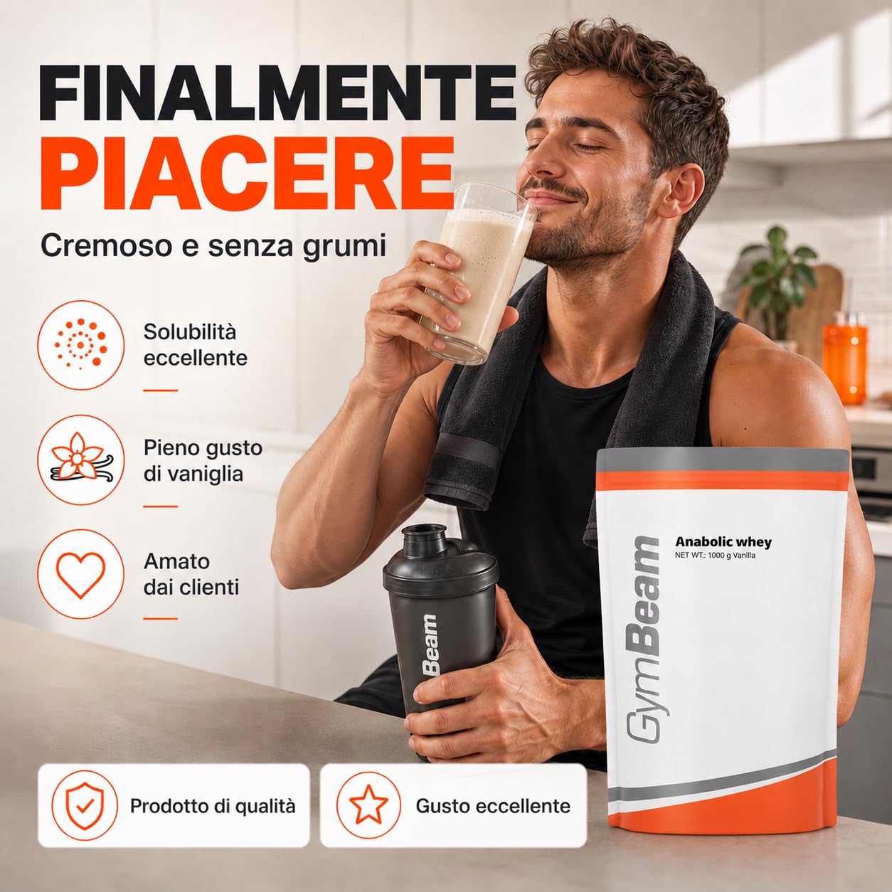 GymBeam Proteine Anabolic Whey Vaniglia 2500g creatina