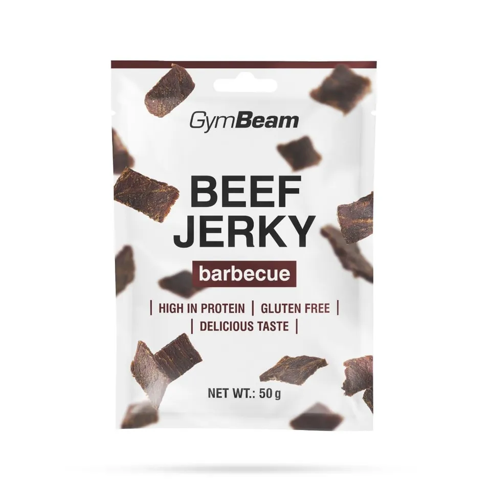 GymBeam Beef Jerky carne secca barbecue 50 g 64% proteine