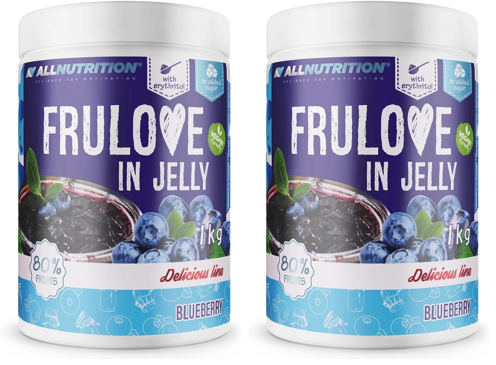 AllNutrition FRULOVE Marmellata mirtillo 1000 g senza zucchero 80% frutta