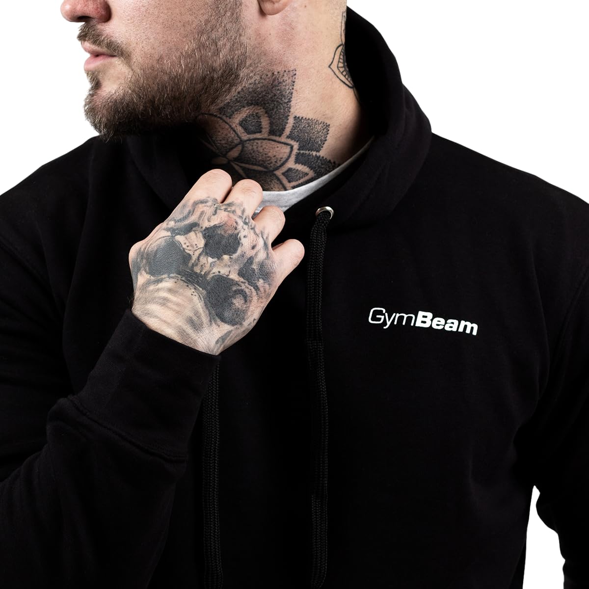 GymBeam Athlete Felpa Uomo cappuccio cotone nera