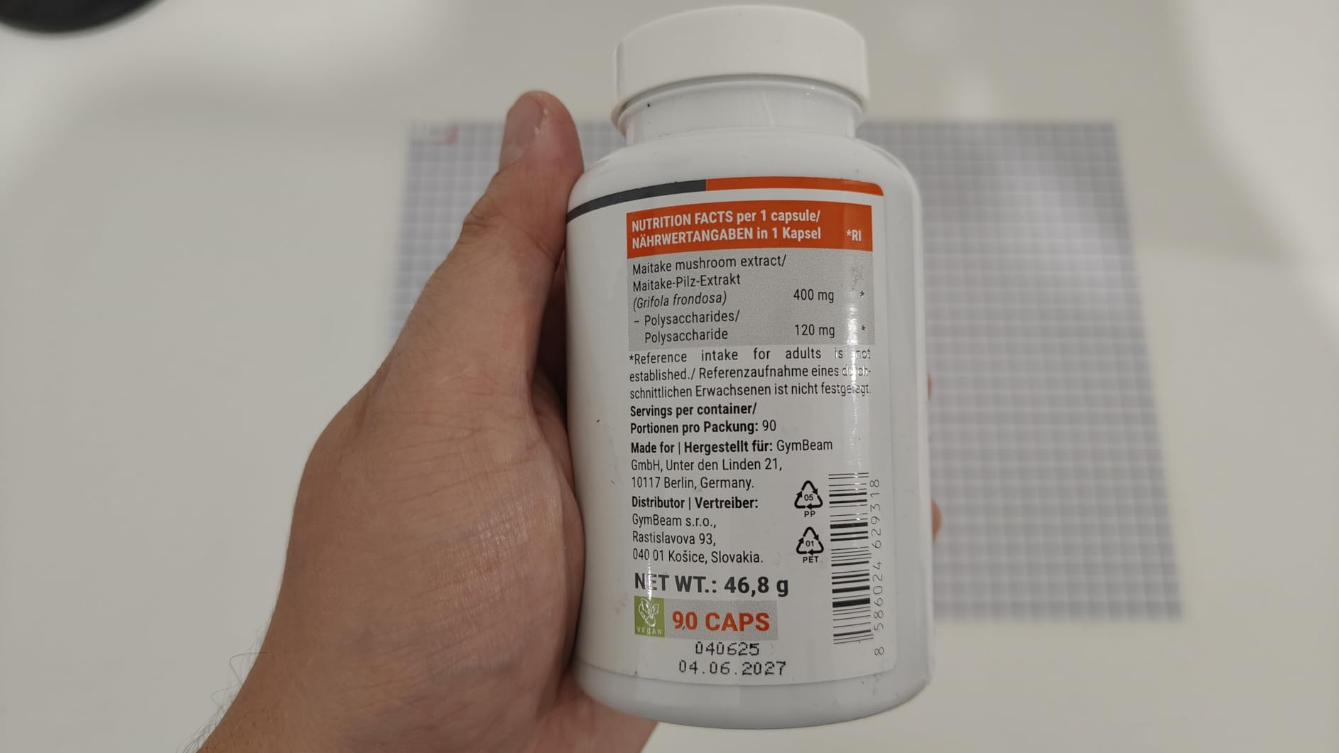 GymBeam Maitake Integratore 90 Capsule Vegano Polisaccaridi