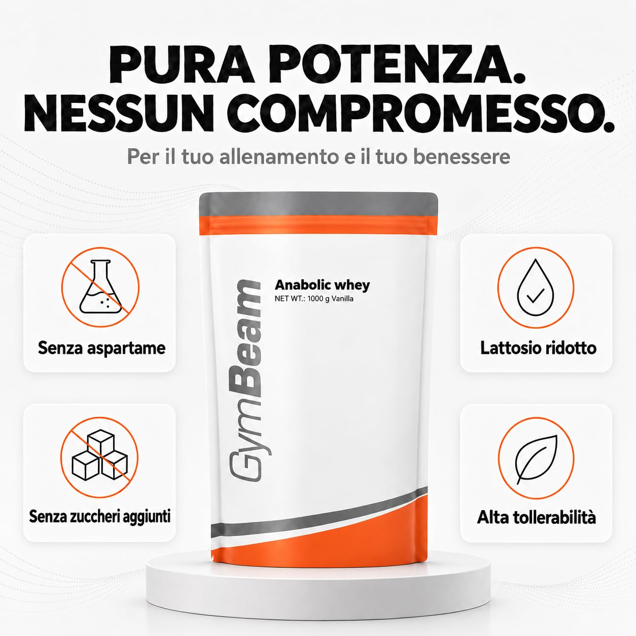 GymBeam Proteine Anabolic Whey Vaniglia 2500g creatina