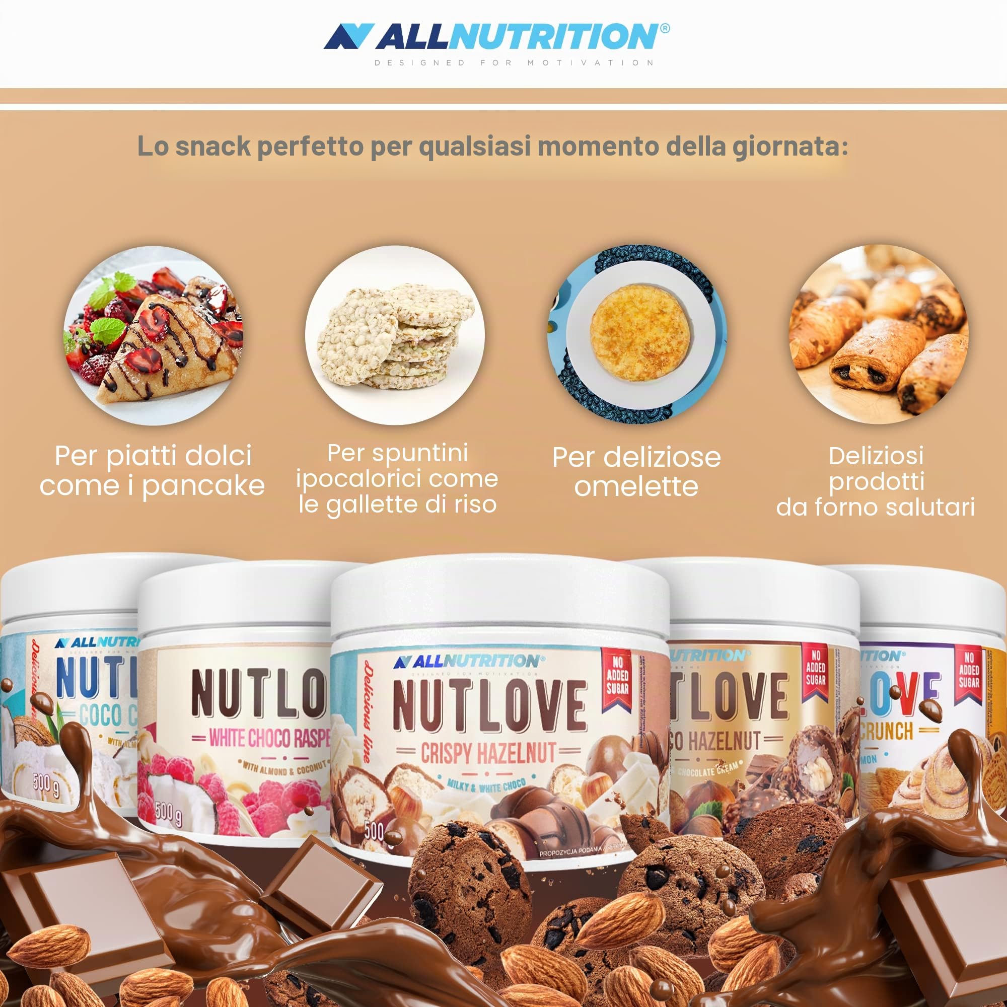 AllNutrition Nutlove Choco Crunch crema spalmabile 500g arachidi
