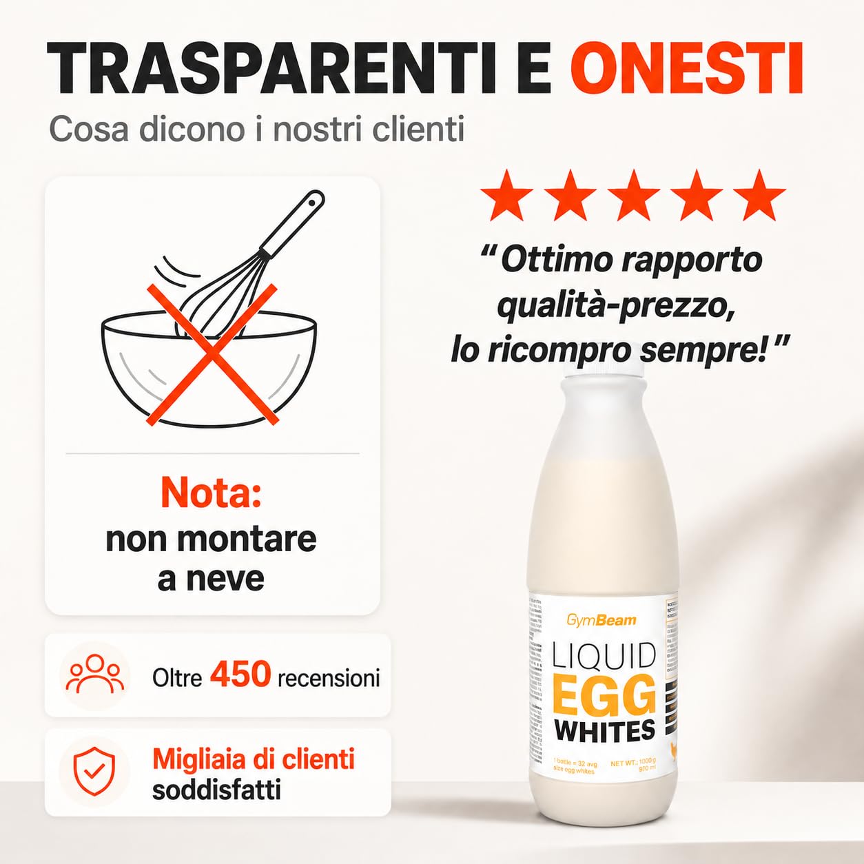 GymBeam Albumi Liquidi 1000g Proteine Uovo Pastorizzati