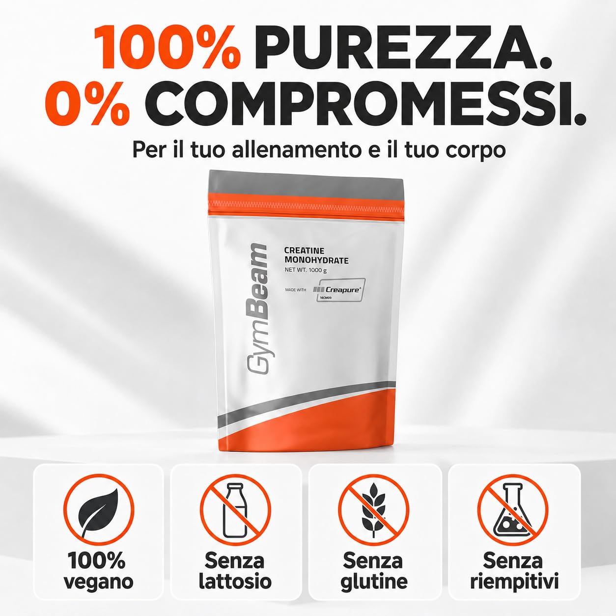 GymBeam Creatina Monoidrato Creapure 250g Non Aromatizzato