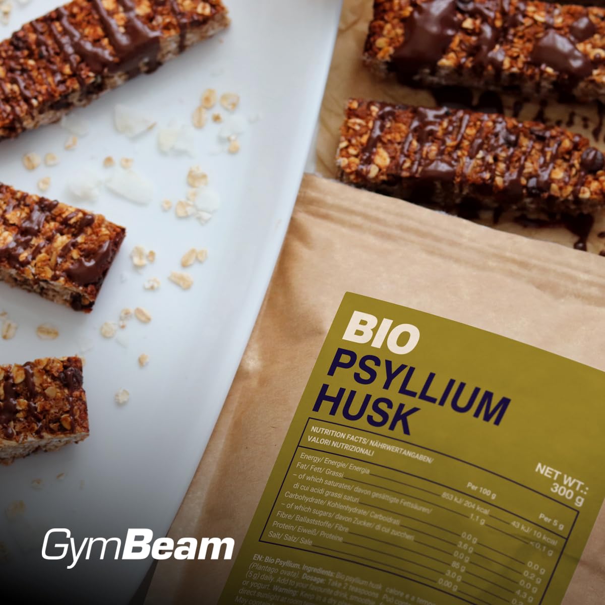 GymBeam Alimentazione Psillio Bio 300 g Fibra Vegana