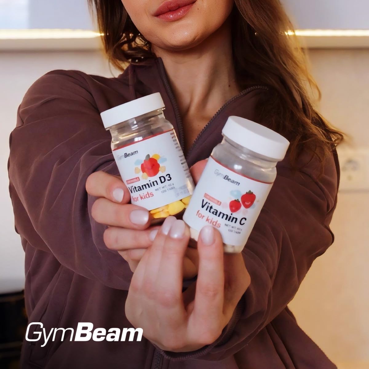 GymBeam Vitamina C bambini masticabili 120 cps fragola D3 zinco
