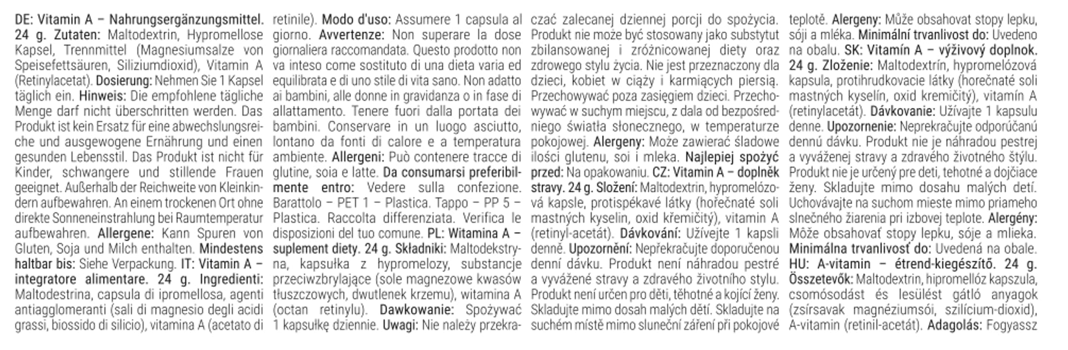 GymBeam Vitamina A capsule 60 cps 3000 µg retinolo