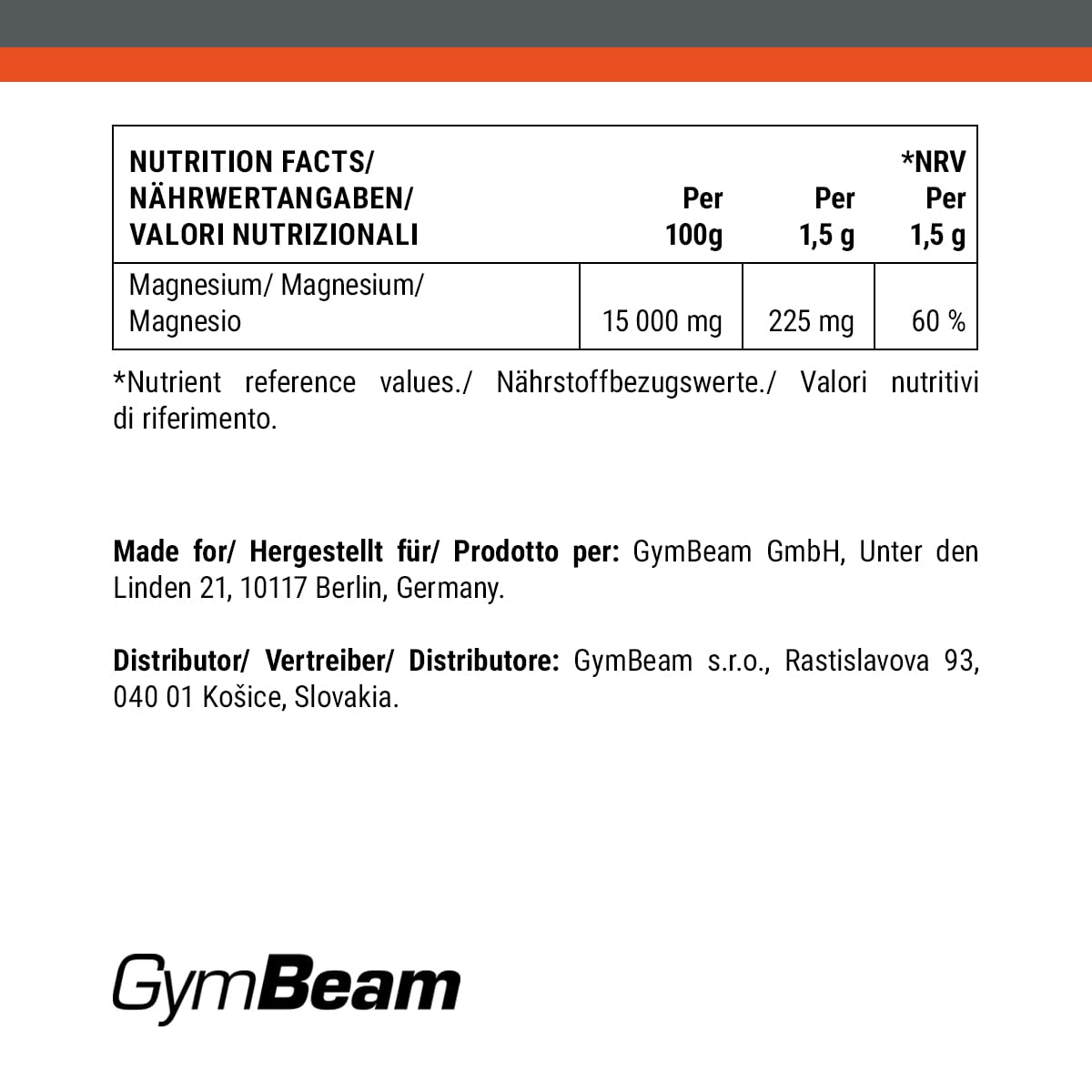 GymBeam Minerali Magnesio Citrato polvere 500 g neutro