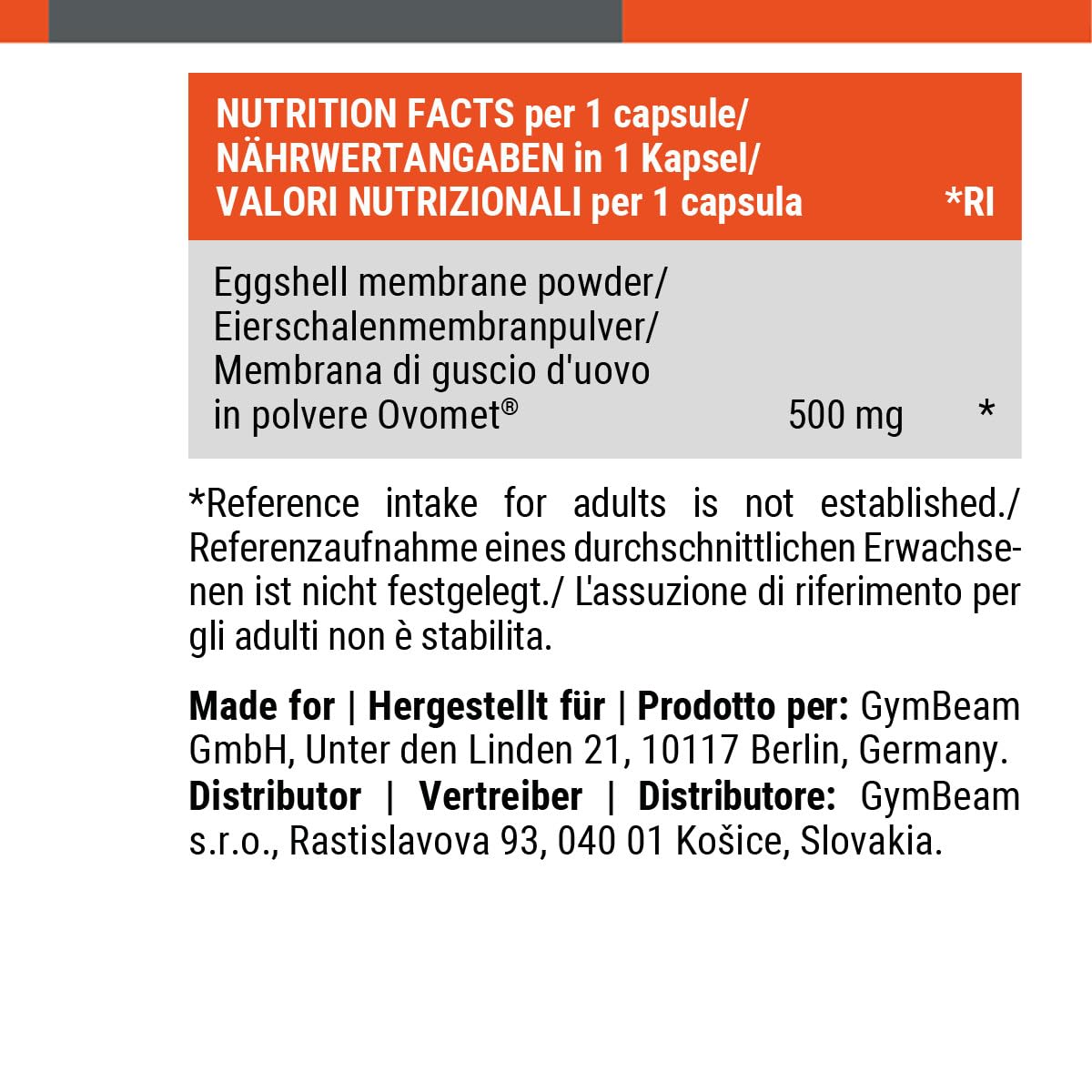 GymBeam Membrana Guscio Uovo Collagene 60 Capsule