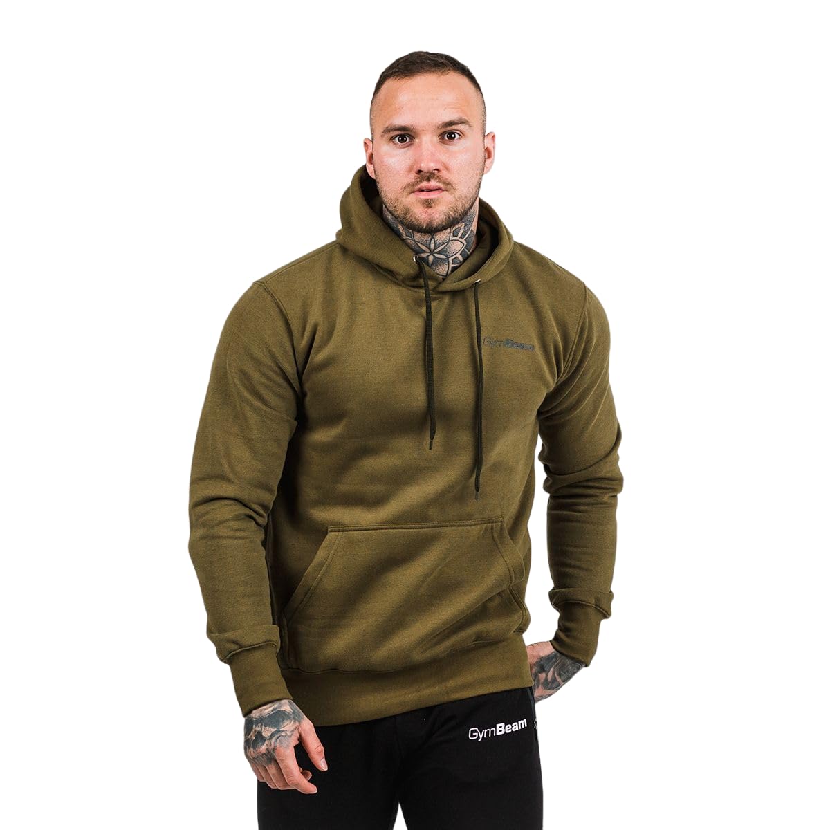 GymBeam Athlete Felpa Uomo cappuccio cotone nera